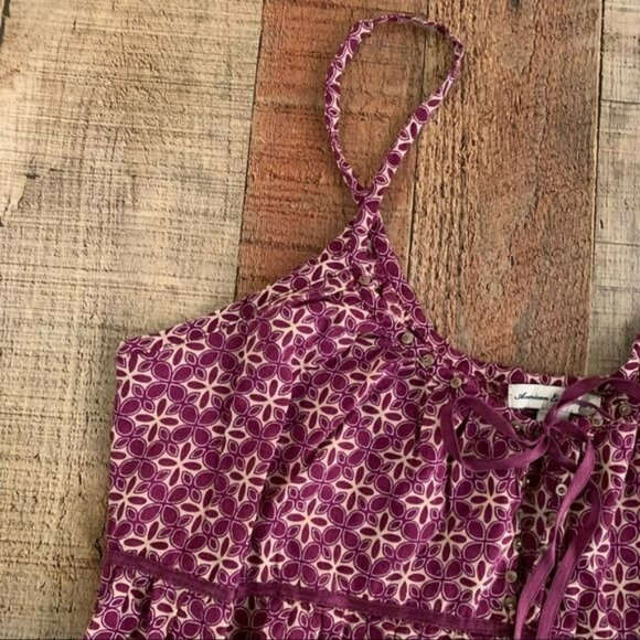 American eagle womens purple and cream floral cami camisole with bead accents -6 - Picture 2 of 9